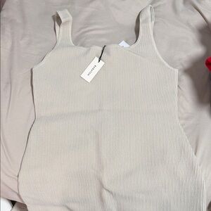 Babaton Women's Cream Ribbed Mini Dress